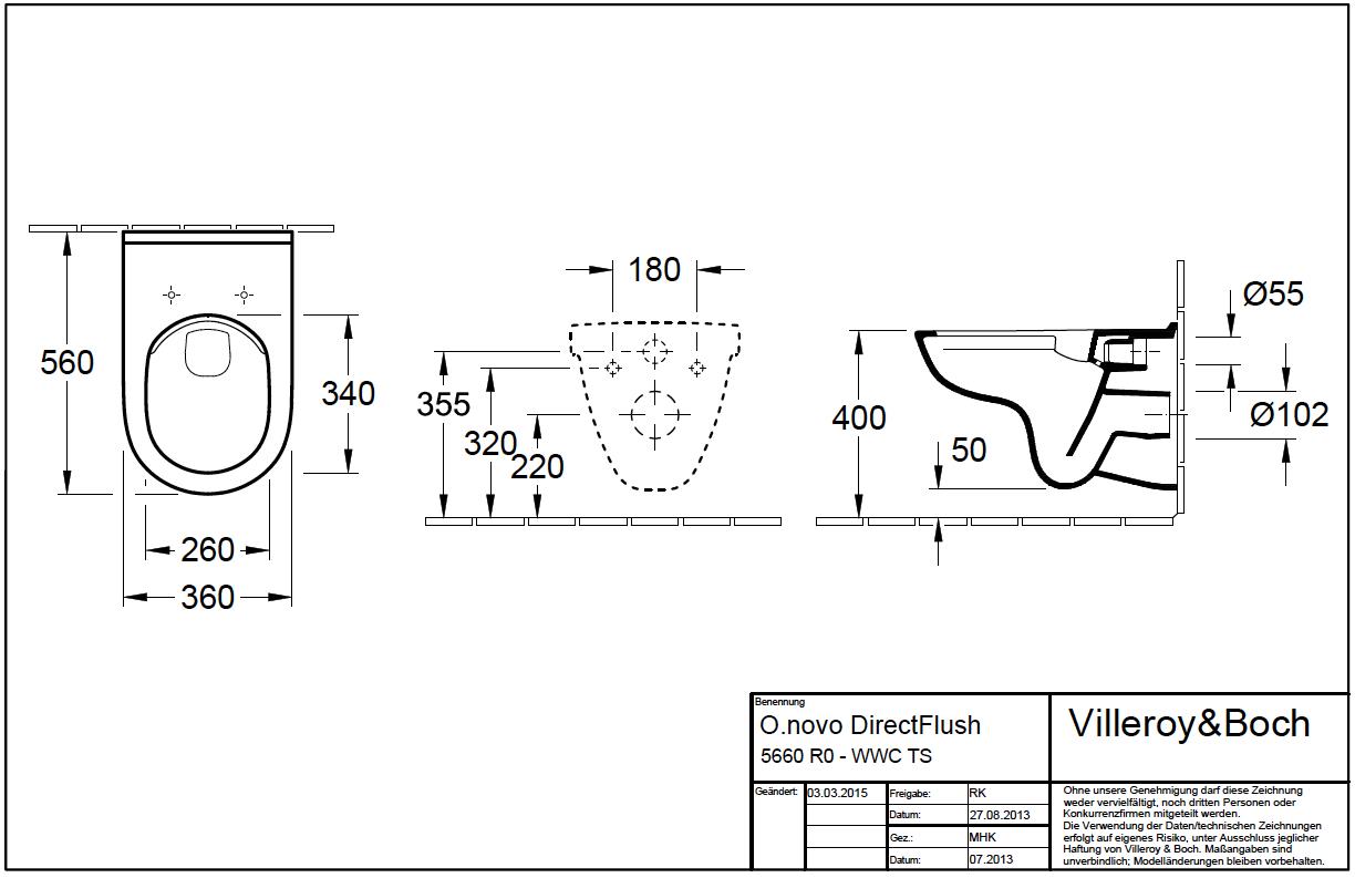 V B Villeroy Boch O novo Combi Pack Wand Wc weiß spülrandlos und