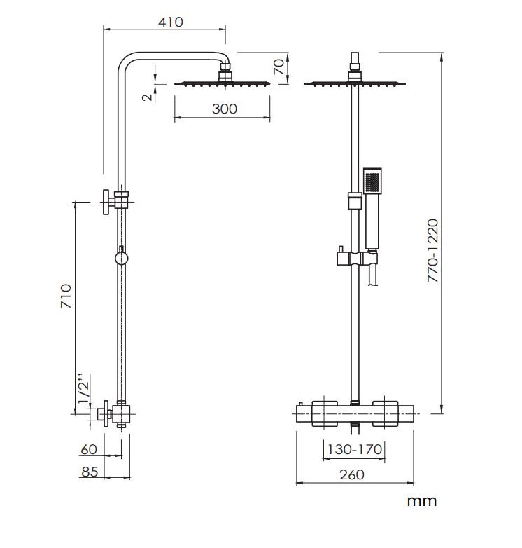 Duschsystem Mit Regenduschkopf & Handbrause – 30,5 Cm, Schwarz | 4-in-1 Funktion Für Komplettes Duscherlebnis