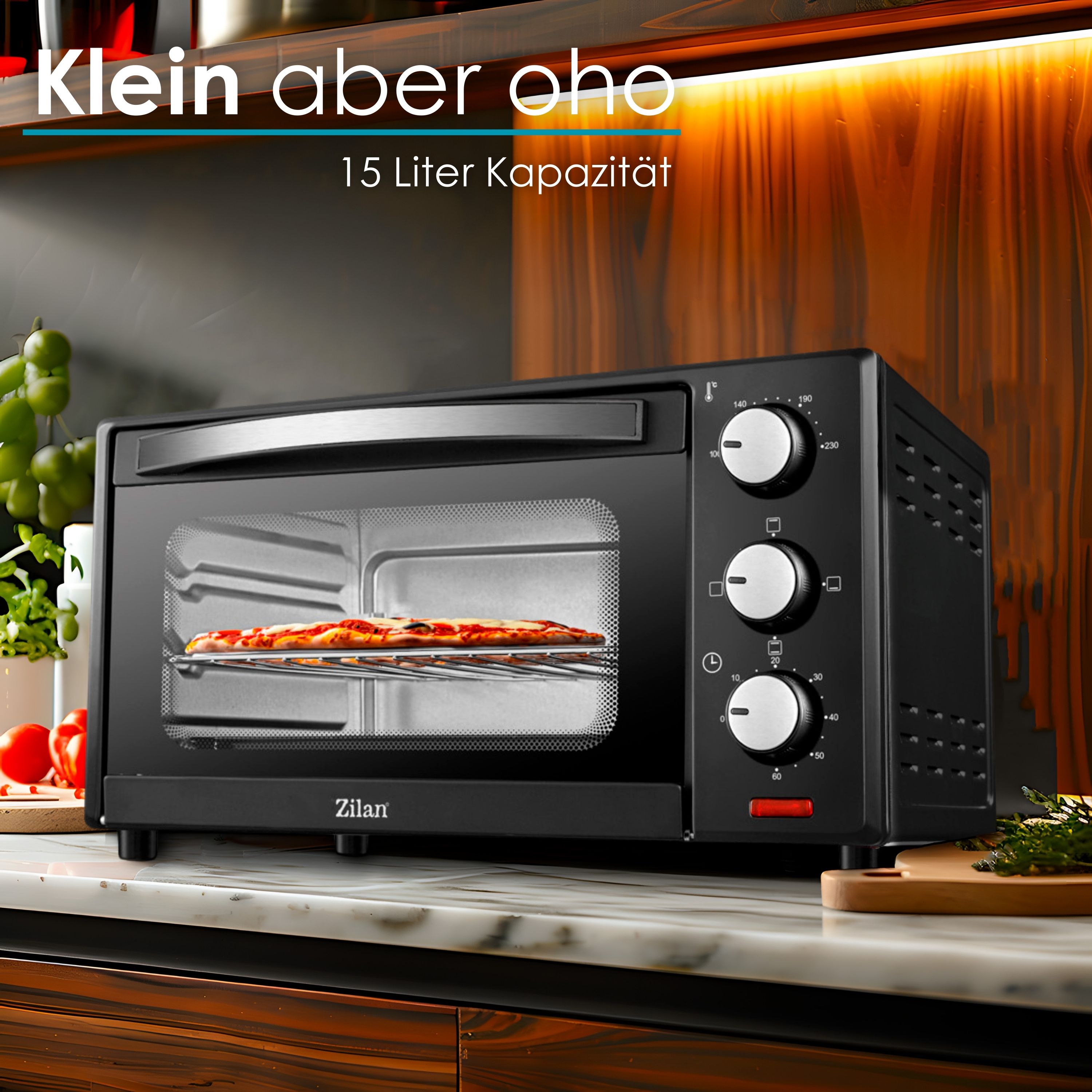 AKEL Elektro-Rundbackofen - Mini Pizzaofen Tragbar Für Garten & Wohnmobil