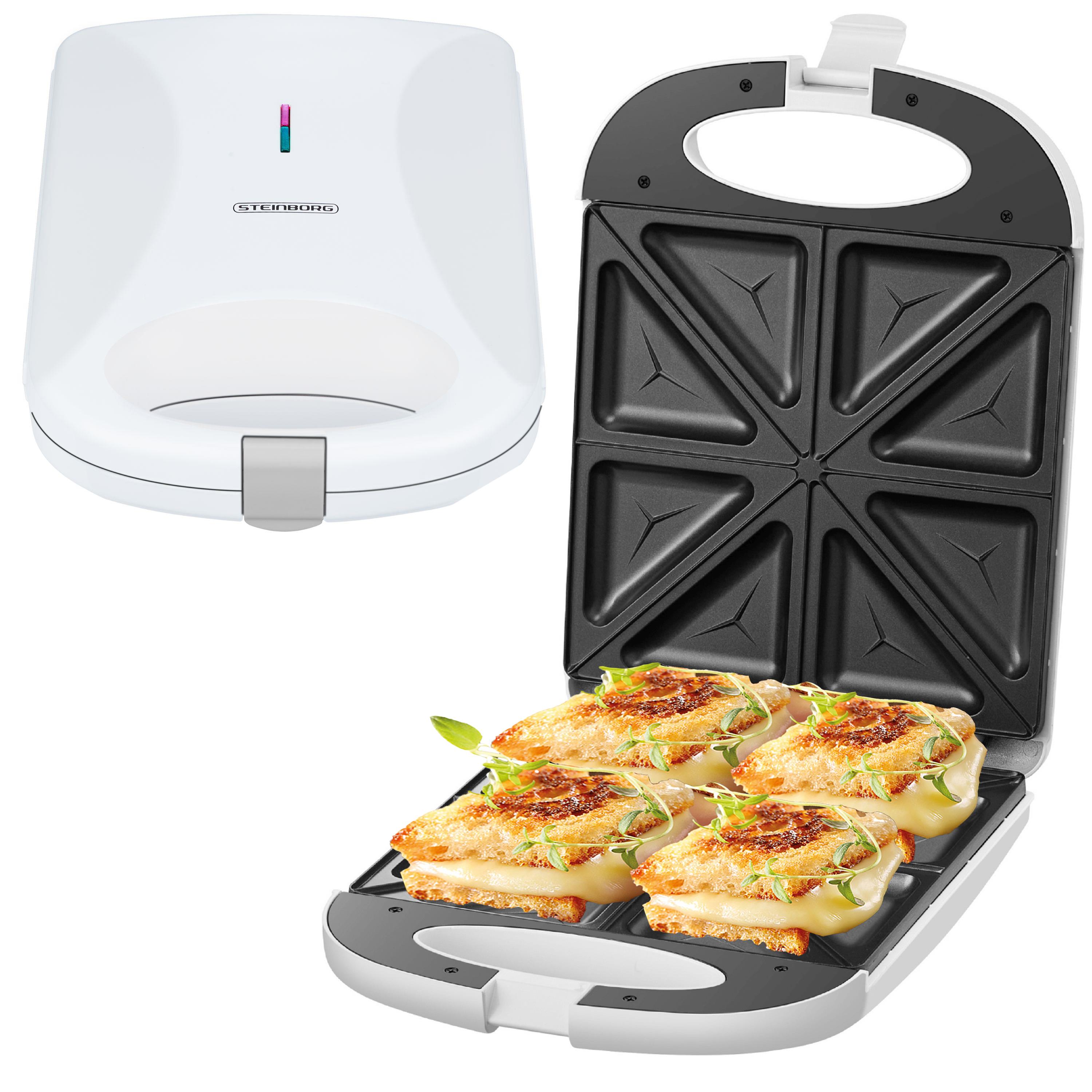 Sandwich maker da 4 pezzi, 1200 Watt, 8 angoli per sandwich